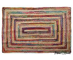 About Home Juta Chindi tappeto intrecciato rotondo e rettangolare disponibile in molte misure (120 x 180 cm, 4x 6)