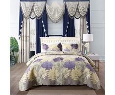 PENGSHAO 3 Pezzi Copriletto Cotone Copriletto Trapuntato Lavabile Elegante Coperta con Patchwork Copri Letto per Camera da Letto 230 * 250cm Morbido e Reversibile per Tutte Le Stagioni,Giallo