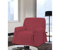 HomeLife - Copripoltrona con Laccetti Micromaculato Made in Italy | Elegante Fodera per Poltrona - Telo in Cotone per Copertura e Protezione da Polvere, Macchie ed Usura – [1 Posto, Rosso]