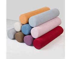 EN AyuL Cuscino rotondo per testa collo, cuscino cilindrico rotondo in lino, cuscino di protezione per comodino, divano divano bracciolo cuscino lombare (rotondo-15 x 90 cm, rosso scuro)