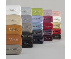 Essix Home Collection - lenzuola singolo singolo con angoli, in cotone percalle, numero fili: 80, Lino, 140 x 200 cm