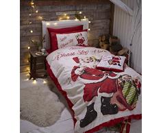 Catherine Lansfield - Biancheria da letto singolo, stile Retrò, motivo: Babbo Natale