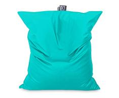 Happers Pouf XXL Ecopelle Turchese con Imbottitura per Interni. Cuscino Gigante Molto Comodo e Versatile può Essere sostituito per Il Divano o Anche per Il Letto, Big Puff