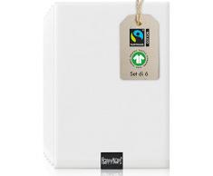 HappyNaps® Tovaglioli stoffa (Bianchi) 100% Fairtrade Cotone organico | Tovaglioli cotone bianco sostenibili, lavabile fino a 60°C | Incredibilmente morbido | 45x45cm [Set di 6]