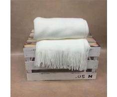 UKKO Coperta Super Soft Winter Bed Bedry Biancheria da Letto Calda Morbida Trapunta in Cotone Uncinetto Divano Coperchio Coperta-White,130X170Cm