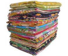 Indian-Shoppers Allingrosso Lotto 5 PC Vintage Cotone Kantha Trapunta Mano Cucito Coperta Biancheria Da Letto Coperta Camera Matrimoniale/Singola Patchwork Trapunta Arredamento