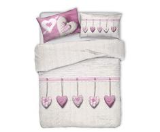 HomeLife Copriletto Matrimoniale Primaverile Cotone 100 Grammi [260X280 cm] | Trapunta Matrimoniale Primaverile / Estiva | Trapuntino Matrimoniale Primaverile Fantasia Colorata Cuori Appeso Rosa