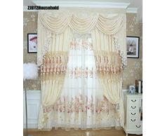 MRDS Tende per Tende Ricamate in Velluto Ricamate in Velluto a Fiori Ricamate da Giardino Europeo per Soggiorno Tenda da mantovana da Camera da Letto, Tulle, L300 cm x H 250 cm