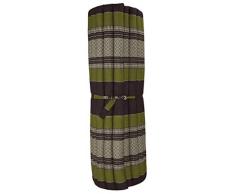 Fine Asianliving Materasso Arrotolabile Thai 200x100x4.5cm Verde Cuscino Thailandese Materasso Triangolare Kapok Thai Meditazione da Yoga