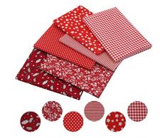 aufodara 6 Pezzi 50 x 80 cm Tessuto Artigianale Tessuti Tessuto Cotone Grande Stoffa Patchwork Cucito Creativo Stoffe a Metro Materiali per Hobby Creativi Fatto a Mano (Rosso)