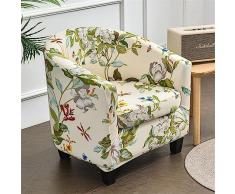 Highdi 2 Pezzi Copripoltrona 1 Posto Chesterfield Elasticizzato, Poltrona Club da Cocktail Antiscivolo Rimovibile Tub Chair Copripoltrona per Bar Camera da Letto Soggiorno (Fiore Primaverile)