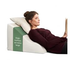 Well B4 Cuscino da lettura per letto e divano ergonomico, SEMIRIGIDO - Comodo Cuscino schienale letto per la schiena - Utilizzabile come Cuscino Antireflusso adulti, Cuscino a Cuneo per Letto, bianco