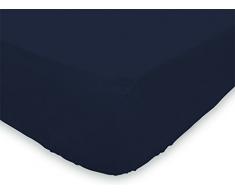 Lenzuolo con angoli in cotone 180 x 200 cm blu marino