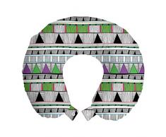 ABAKUHAUS orientale Cuscino da Viaggio, Tribal Triangle design, Accessorio in Schiuma di Memoria per Viaggio, 30 cm x 30 cm, Multicolore