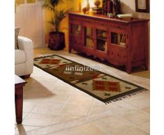 iiinfinize - Tappeto in juta fatto a mano, in stile vintage, reversibile Kilim Dhurrie, in lana di iuta, runner da meditazione, tappetino da camera da letto, tappetino da cucina, tappetino Pooja