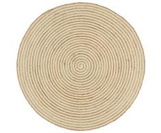vidaXL Tappeto Lavorato a Mano in Juta Naturale Intrecciata Rotondo a Spirale Cucina Salotto Passatoia Artigianale Design a Spirale Bianco 90 cm