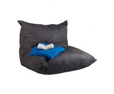 Relaxdays Poltrona Cuscino XXL, Pouf a Sacco da Terra con Spalliera, per Adulti, con Imbottitura, 535 L, Antracite, Poliestere dall’Aspetto in Velluto, Anthrazit, 1 pz