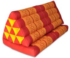 Wilai GmbH Cuscino Triangolo Thai XXL, esteso Un Cuscino Piatto, Pieghevole, Fabbricato in Thailandia, Rosso/Arancione (81016)