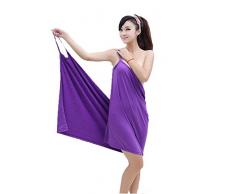 Minetom Donna Morbido Assorbente Senza Spalline Abito Indossabile Collo V Asciugamano da Bagno Spa Sauna Sarong Spiaggia Viola Chiaro One Size