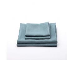 LinenMe Pietra Blu Set Asciugamani di Lino Lara 2 Asciugamani Grandi e 2 Asciugamani, Fatto in Europa, Biancheria da Bagno, Morbido, Prelavato Assorbente