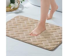 MIULEE Tappeto da Bagno Antiscivolo Moderne 1 Pezzi con Igroscopicità Assorbimento Tappettino per Soggiorno e Casa Moderna Lavabile Tinta Unita Design delle Piastrelle Marrone 40x60 CM Marrone