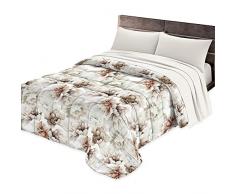 Tata Home Trapunta Invernale Matrimoniale Imbottita 400 gr/mq Piumone Caldo in Stampa Digitale Fiori Made in Italy Colore Beige Mod.Flora