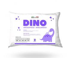 ER RELAX® - Cuscino per Bambino 60x40 DINO Altezza 12cm in Fibra di Polyestere Federa Cotone Poliestere Anallergico Antisoffoco - Guanciale per Culla Lettino Letto Asilo 40 x 60 Made in Italy