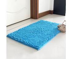YIQI Tappetino da Bagno Antiscivolo Tappetini per Il Bagno Vasca Doccia WC Tappeto da Terra in Microfibra Ciniglia Assorbente Lavabile in Lavatrice Morbido 40 x 60 cm (Lago Blu)