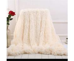 Fansu Coperta in Pelliccia Sintetica per Divano, Calda Soffice Coperta in pile di corallo Coperta Decorativa Traspirante Inverno Coperte da Letto in Peluche (latte bianco,80*120cm)