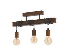 EGLO Lampada da soffitto Townshend 4, tre Plafoniera Vintage, industriale, Lampada da soggiorno in metallo, lampada da camera da letto in marrone antico, coperta del corridoio con versione E27