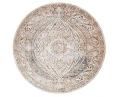 Tappeti Turno Area Vintage Tappeto Rotondo Tradizionale Fiori Tappeto a Pelo Corto Camera Tappeto con Geometrico Modello Anti-Scivolo Azzurro Lavabile Tappetini (Dimensione : 200cm)