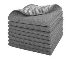 VIVOTE strofinaccio in Microfibra e Stracci in Poliestere a Un Solo Lato, Panno per la Pulizia, per Lavare i Piatti Cucina Casa Bagno Pulizia, 8 Strisce, 30 cm X 30 cm (Grigio)