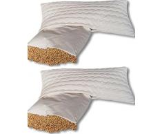 Natur-shop Confezione doppia, cuscino per miglio biologico, 40 x 60 cm, con rivestimento rimovibile e lavabile, in 100% cotone con chiusura lampo, ciotole di miglio