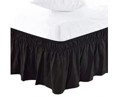 FIQARO Vestiletto Matrimoniale,Vestiletto Camicie da Letto dhotel Gonna da Letto Elastica con Volant Antipolvere Copriletto Aderente in Stile Pastorale Gonna da Letto a Balze