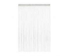 Relaxdays Tenda a Fili, Accorciabile, 145 x 245 cm, con Passante, Porte e Finestre, Frange Divisorie, Separé, Bianco, Poliestere