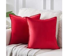 LIAOXIONG Fodera per Cuscino Federa in Velluto, 2 federe Decorative per Divano, Letto da Interno e Cuscini per Divano, Cuscini Decorativi (Rosso, 45x45cm)