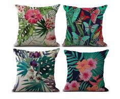 NINGSUN_Casa Ningsun 4PC Custodie per cuscini Cuscino per divano Home decor Di Cotone Lino Piazza Federe,divano decorazione casa camera da letto per divani sedie cuscino set di 4 letti (A, 45cm*45cm)