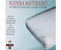 Euroricami Viterbo Coprimaterasso 2 Piazze, Matrimoniale Traversa con Cerniera/Zip a Sacco in Puro Cotone 175 x 195 + 22 cm