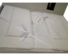 Lenzuolo 100% Cotone 180x275cm - Senza Elastico, Bianco, Per Letto O Coperta