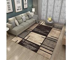 Xiaosua tappeto ingresso casa interno marrone Tappeto da salotto in stile retrò Tappeto marrone con motivo quadrato sfocato Anti-acaro tappeto scendiletto 140X200CM tappeto gatto 4ft 7.1X6ft 6.7