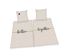 Set di Biancheria da Letto Better Together, 2x Federa + 2x Copripiumino, Taglia 70x90 cm + 140x200 cm, con cerniera, Cotone/Renforcé