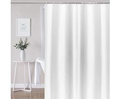YISURE Tenda doccia antimuffa 200x220 lunga per vasca da bagno, bianco tenda per doccia in tessuto poliestere con magnete idrorepellente, larghezza 200 x altezza 220cm