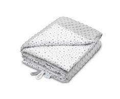 EliMeli - Copertina per bambino adatta per gattonare in morbido pile Minky Dots, con imbottitura in cotone di alta qualità, 75 x 100 cm