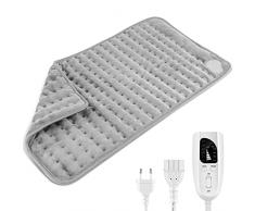 Cuscino Termoforo 60 * 30cm, 6 Livelli di Temperatura 4 Timing Uso Secco/Umido Cuscino Termico Elettrico Cuscinetti Termici Coperta Elettrica Allevia il Dolore Corporeo per Schiena, Spalle, Addome