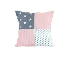 Fodera per cuscino patchwork ULLENBOOM ® rosa, grigio (rivestimento 40x40 cm, 100% cotone, ideale come cuscino decorativo)
