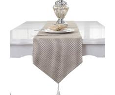 Beige Tessere Runner da Tavolo Matrimonio Tassel Decorazione, Beige, 33 * 180cm(12.5"*70")