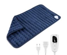 Cuscino Termoforo 60 * 30cm, 6 Livelli di Temperatura Pieghevole Timing Uso Secco/Umido Cuscino Termico Elettrico Cuscinetti Termici Coperta Elettrica Lavabile Allevia il Dolore Corporeo (Blu)