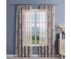 Delien Tenda moderna e trasparente con fettuccia arricciata, per soggiorno, motivo floreale dente di leone, tenda decorativa per finestra, 1 pezzo, larghezza x altezza: 140 x 260 cm, sabbia