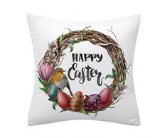 Chicmine Federa per cuscino antipolvere con cerniera nascosta decorativa Happy Easter Spring Throw federa per cuscino per uso quotidiano