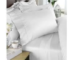 Egyptian Bedding - Set di lenzuola in cotone egiziano a 1200 fili, dimensioni super king size, colore: bianco